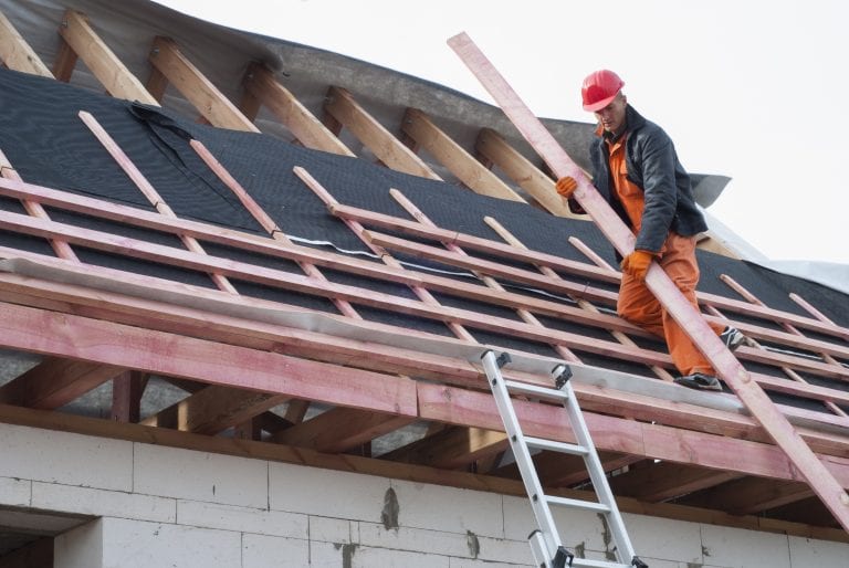 Roofing contractors during work